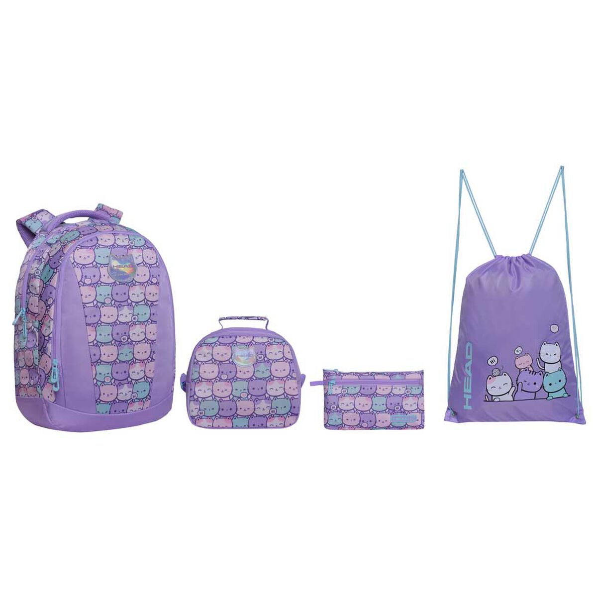 Pack Mochila Espalca Top Gatos Pastel Lila Head