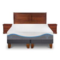 Cama Europea CIC Base Dividida 2 Plazas Alaska + Respaldo + 2 Veladores