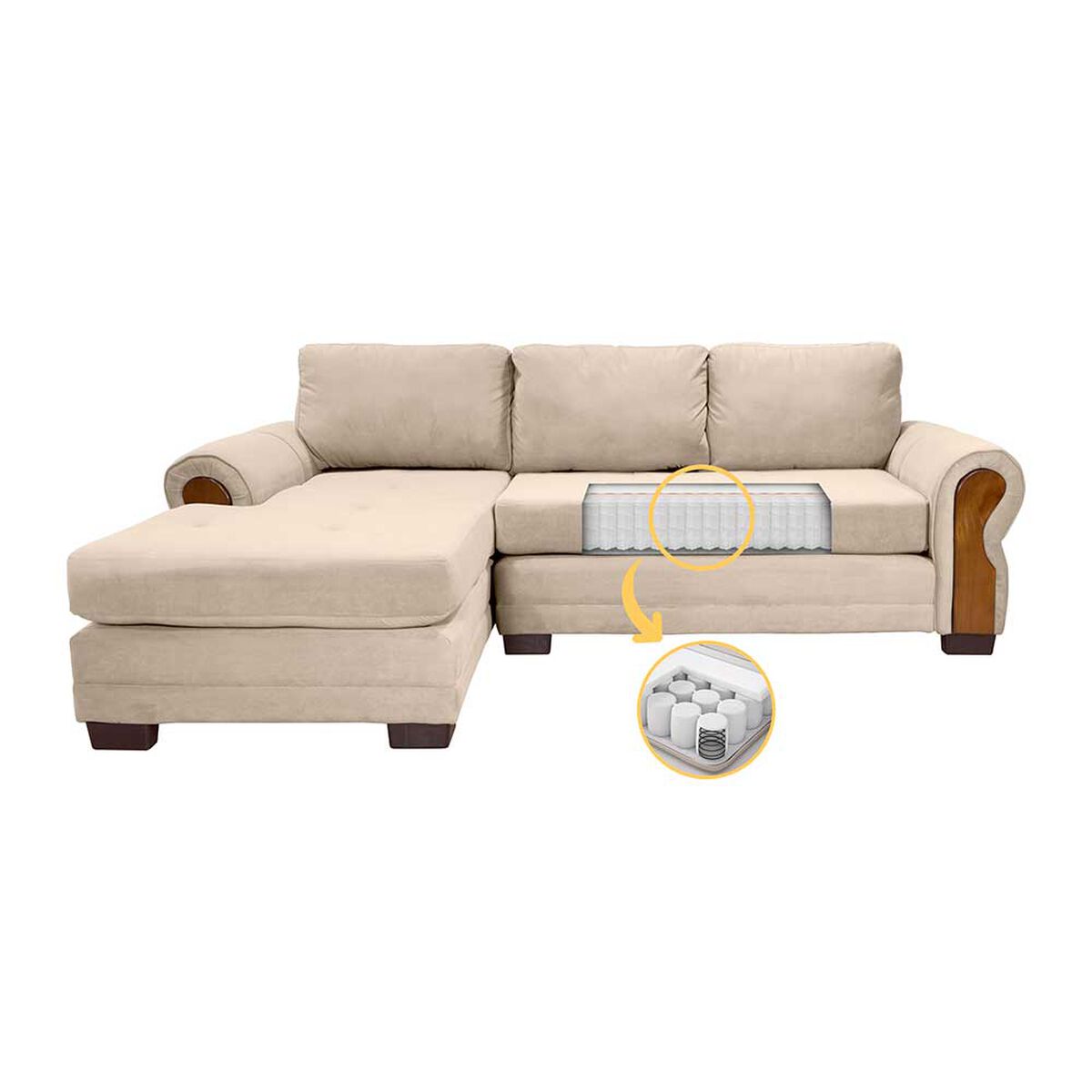 Sofá Seccional Living Factory Oregon 4 Cuerpos Beige