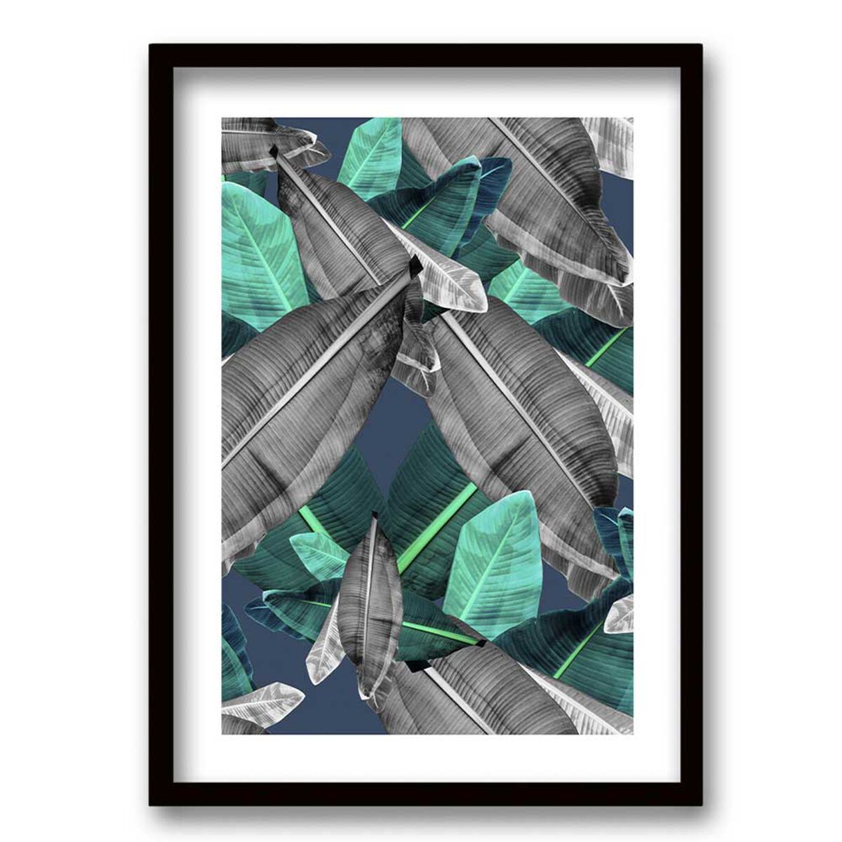 Cuadro Decorativo Retela Hojas Gris Verde 40 x 30 cm