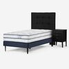 Cama Europea Rosen 1,5 Plazas Autonomy + Respaldo + Velador Issey Grafito