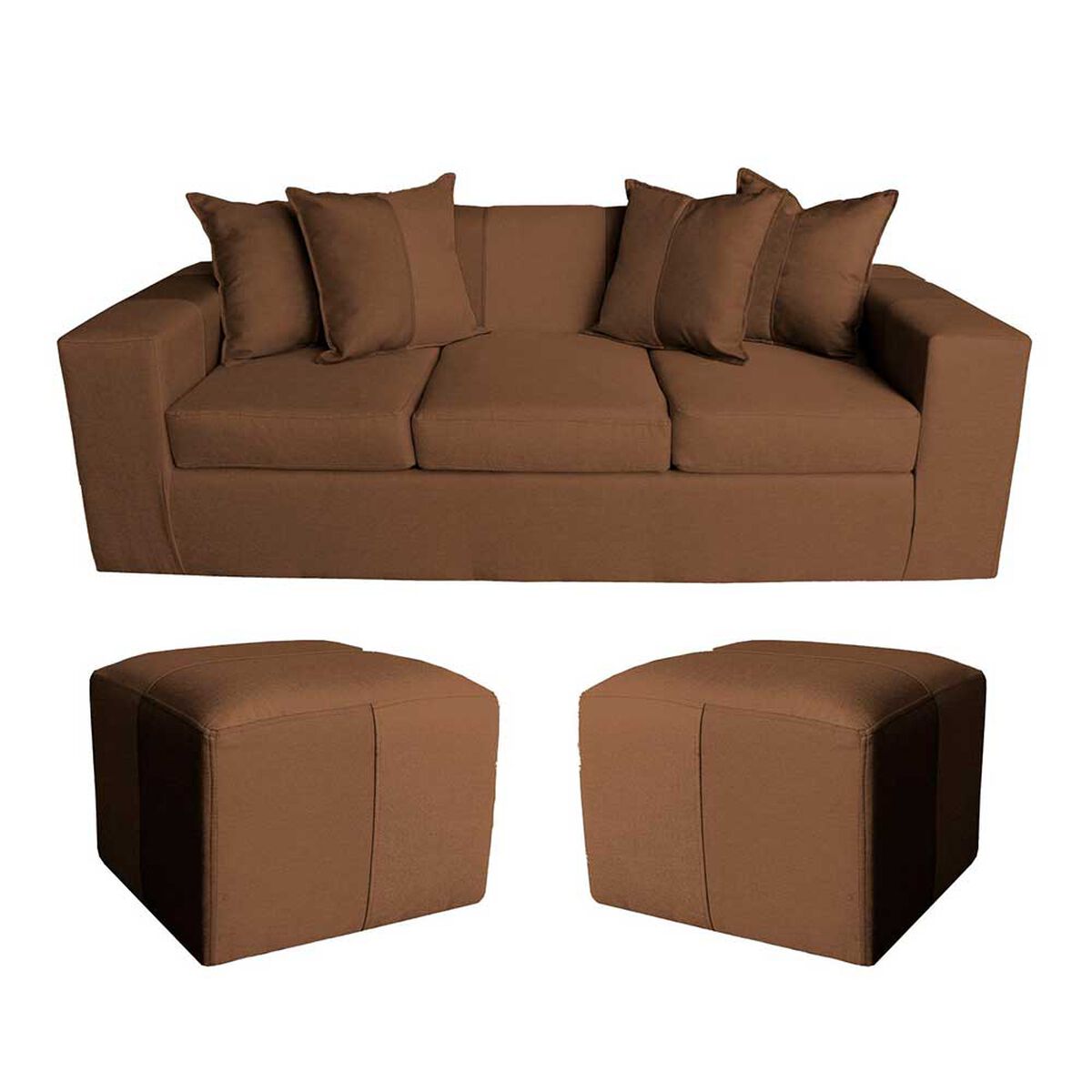 Sofá + 2 Pouff Diseños A&M Home Maxi 5 Personas Chocolate
