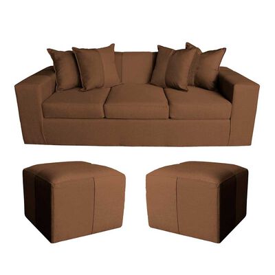 Sofá + 2 Pouff Diseños A&M Home Maxi 5 Personas Chocolate