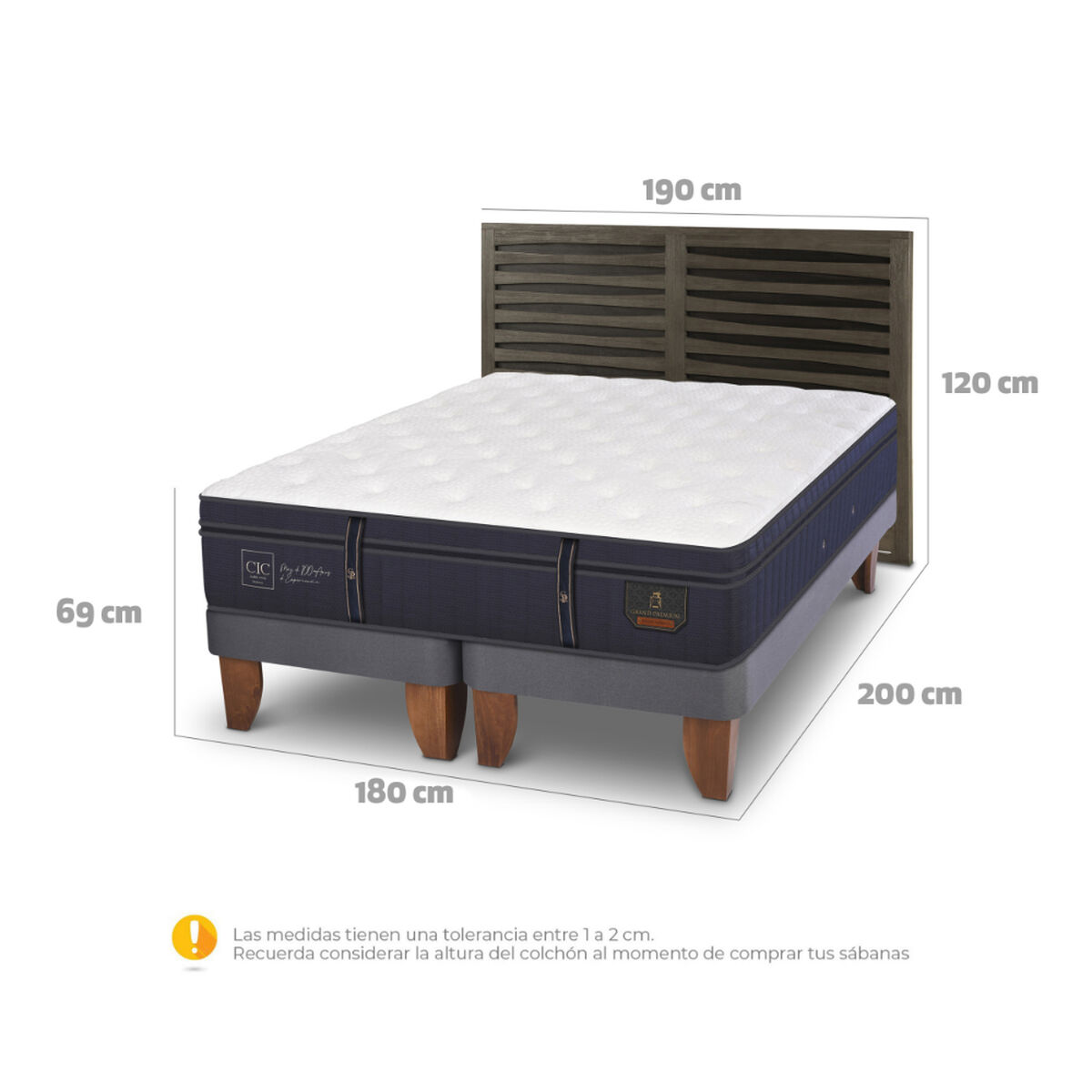 Cama Europea CIC King Grand Premium + 1 Respaldo Rhone
