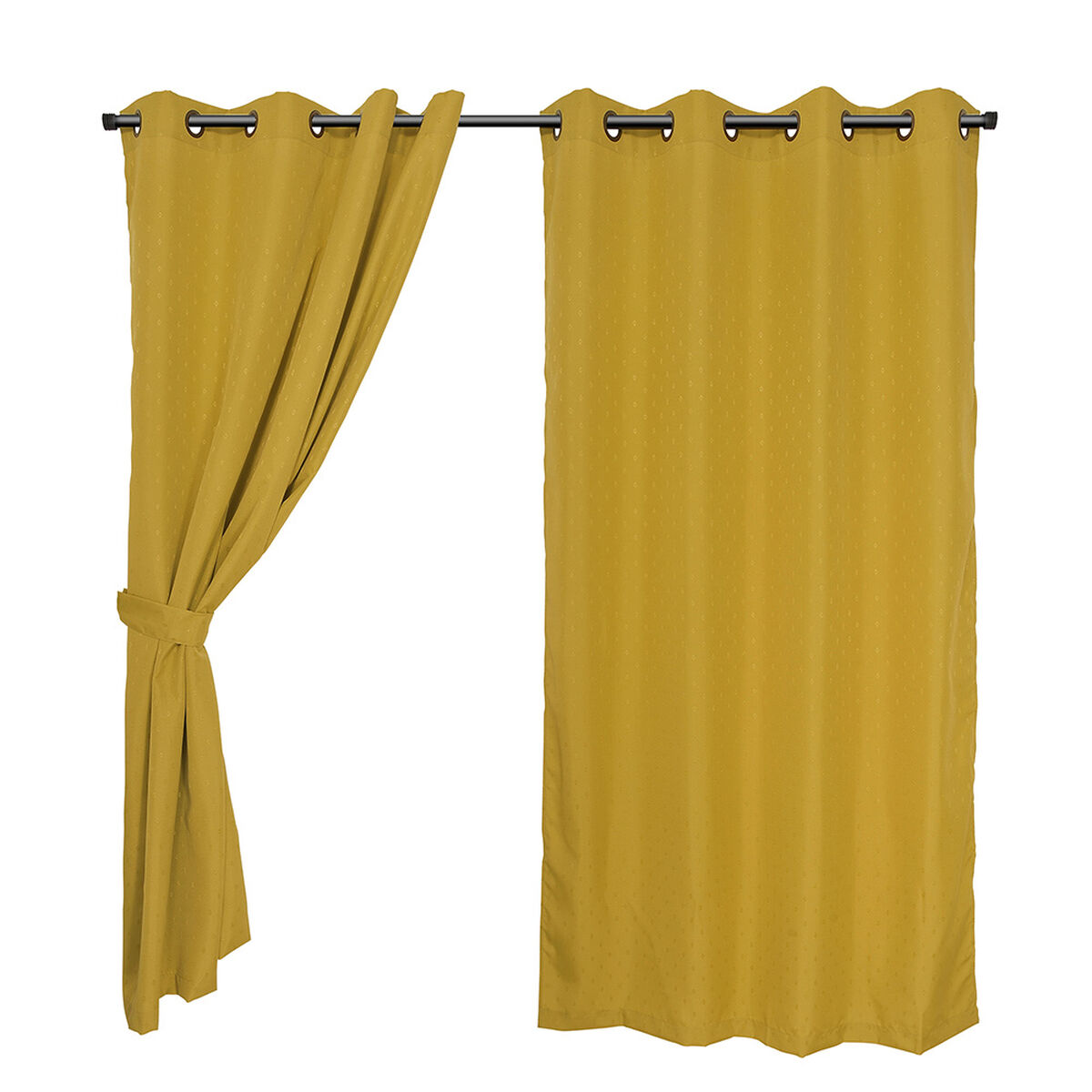 Set Cortinas Mashini Jacquard-Argolla Sofía Golden 140 X 220 cm