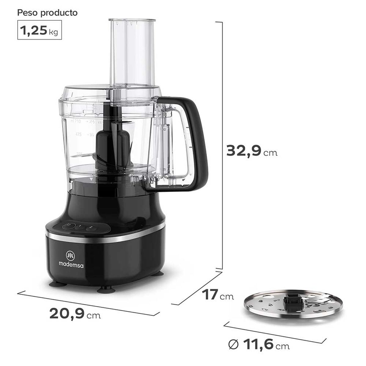 Procesador de Alimentos Mademsa MFP500 710 ml.