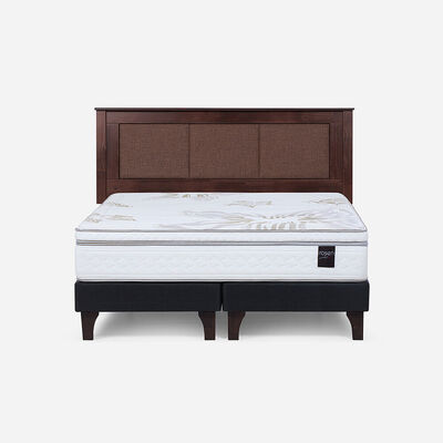 Cama Europea Rosen 2 Plazas Art 4 + Respaldo Rachel Chocolate