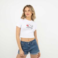 Polera Crop Con Estampado Manga Corta Mujer Icono Color-1, Color-2, White