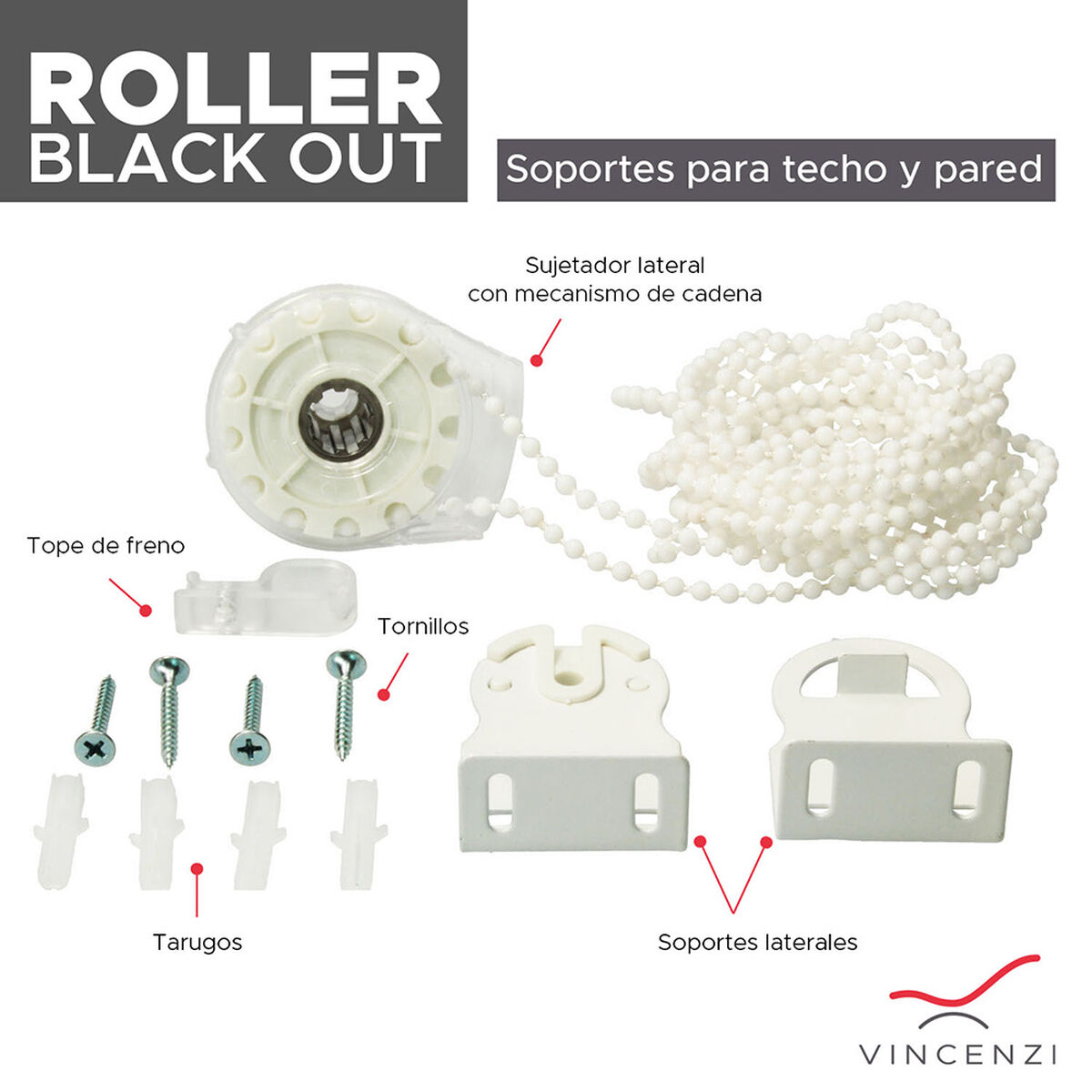 Cortina Roller Blackout Vincenzi Gris 120 x 230 cm