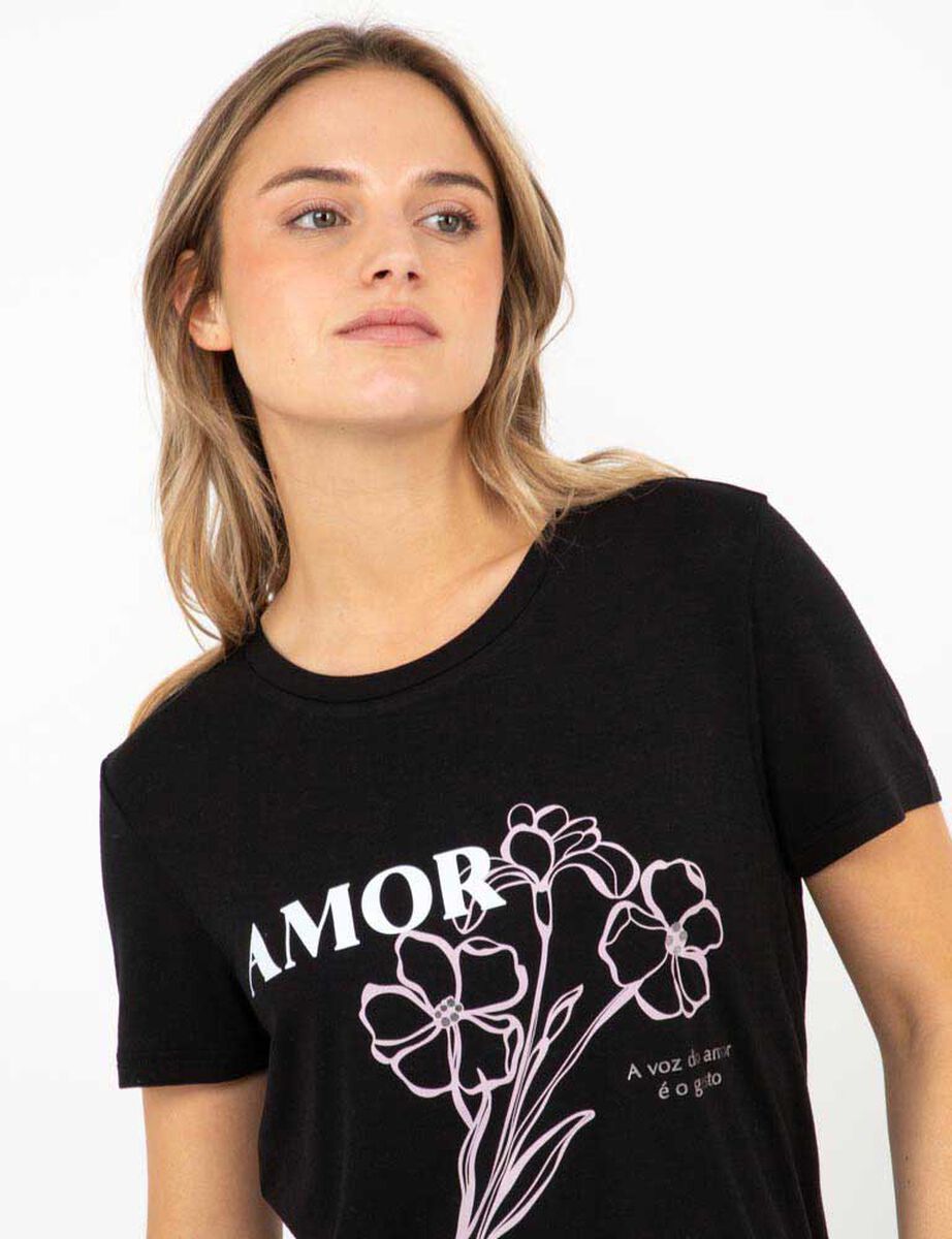 Polera Con Estampado Manga Corta Mujer Icono