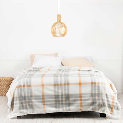 Frazada de Poliéster Mashini 1,5 Plazas Tartan Gris