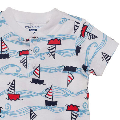 Imagen 2 del producto Conjunto Body+Short Chess Baby Blanco, Celeste