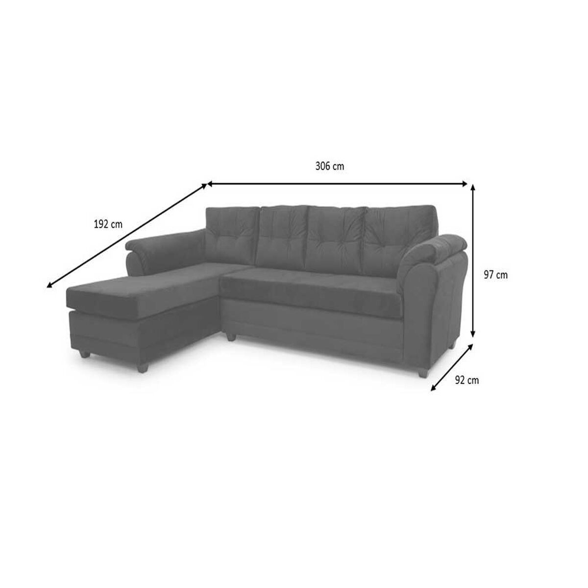 Sofá Seccional Muebles MPR Journey 3 Negro