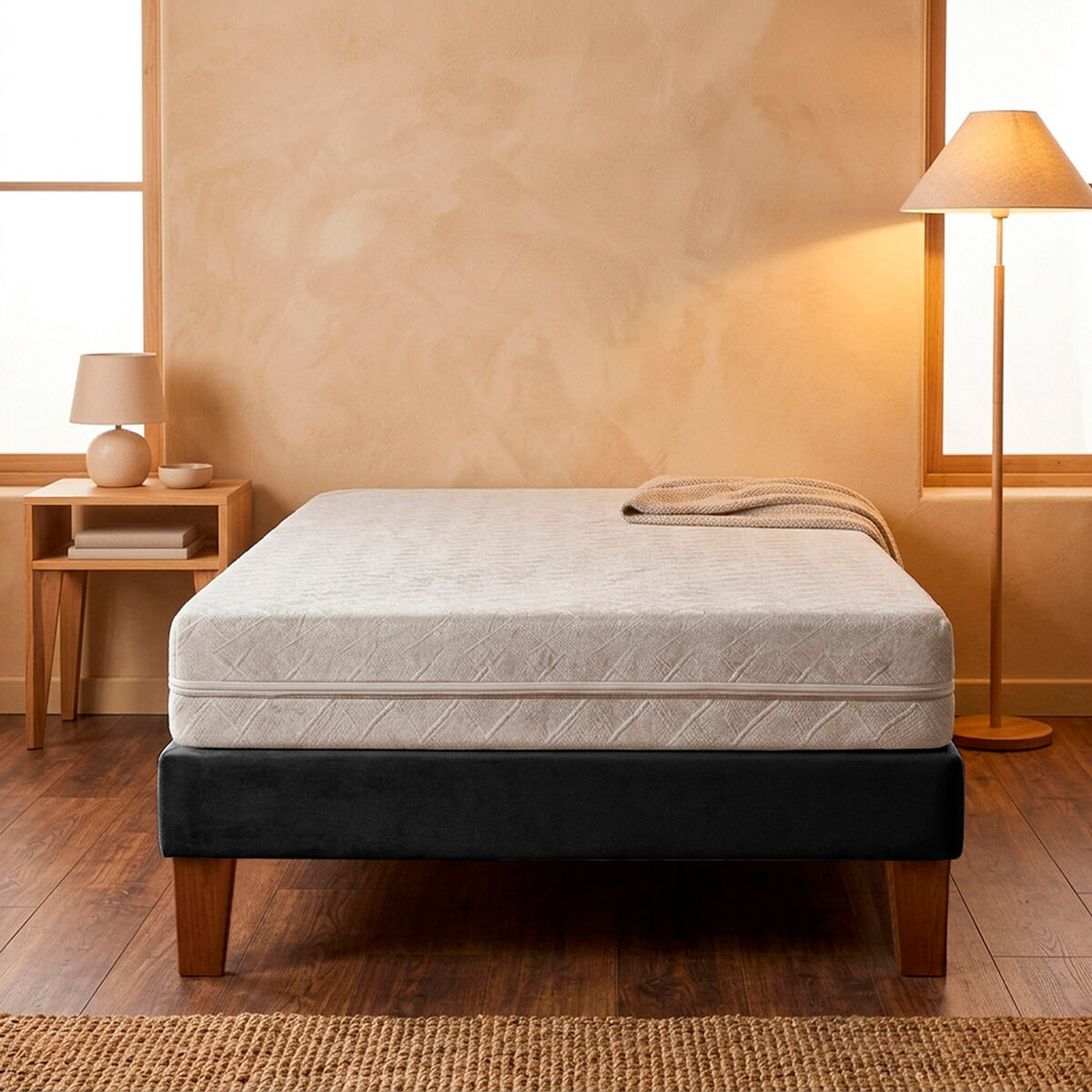 Cama Europea Latam Home 1,5 Plazas Zen Best Negro