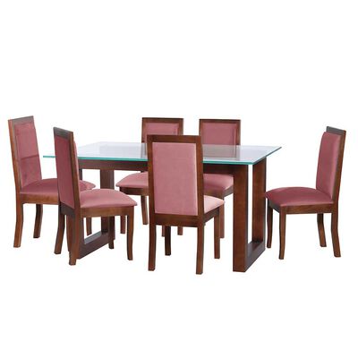 Juego de Comedor Latam Home Pamplona Segovia 6 Sillas Lino Beige