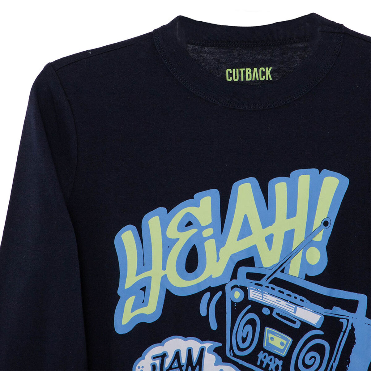 Polera Estampada Manga Larga de Algodón Niño Cutback