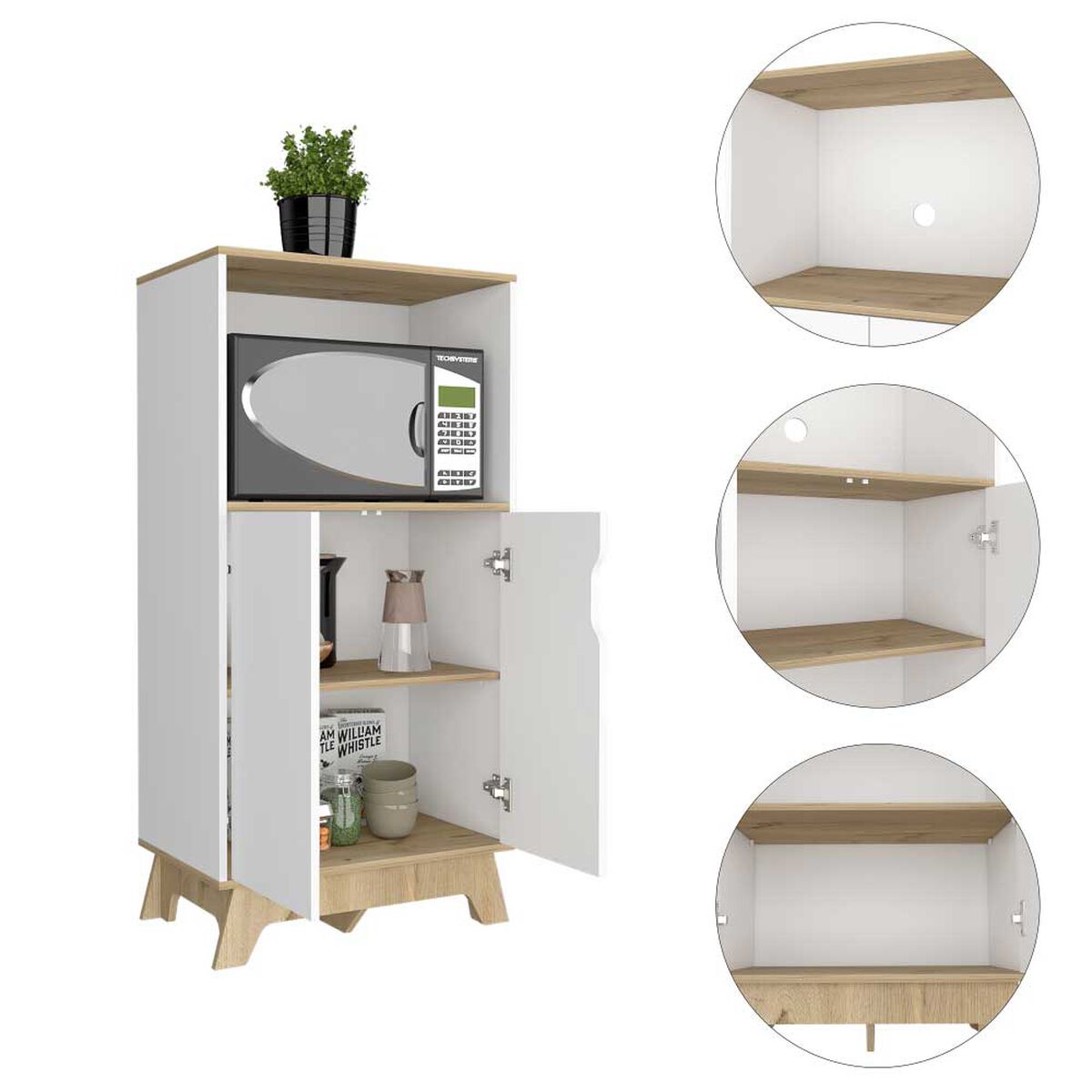 Mueble para Microondas TuHome Bi Color Blanco Duna 2 Puertas