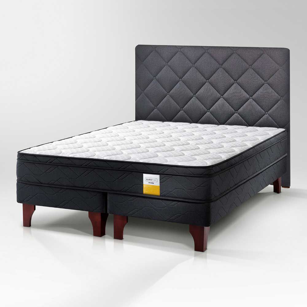 Cama Europea Drimkip Full Eurotop + Respaldo Rombos