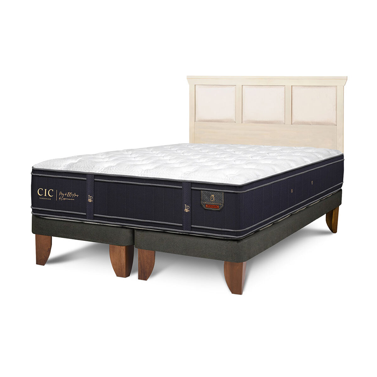 Cama Europea CIC Base Dividida King Grand Premium + Respaldo Torino Alpino