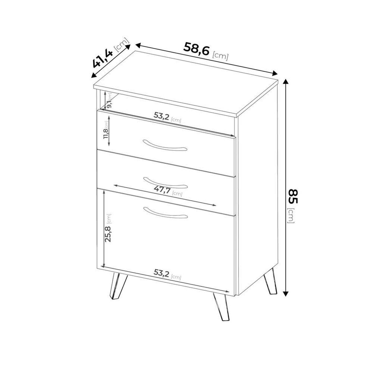 Cómoda Silcosil Vertical Blanco Madera 2 Cajones