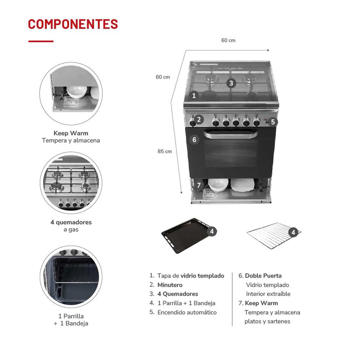 Cocina a Gas Thomas Florencia I 4 Quemadores