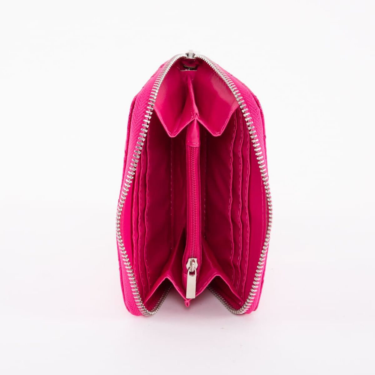 Billetera Metalica Fucsia Eco Cuero Mujer Zibel