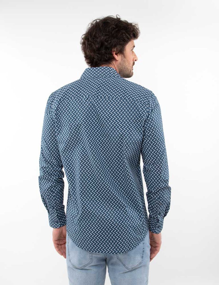 Camisa Algodón Estampada Slim Manga Larga Hombre Zibel