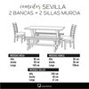 Juego de Comedor Latam Home Sevilla Murcia 2 Sillas + 2 Bancas PU Rojo