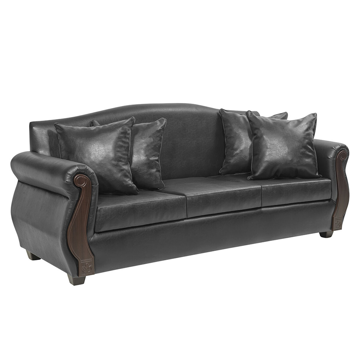 Juego de Living Innovamuebles New Bugambilia Sofá 3 Cuerpos + Dos Sillones 1 Cuerpo Negro