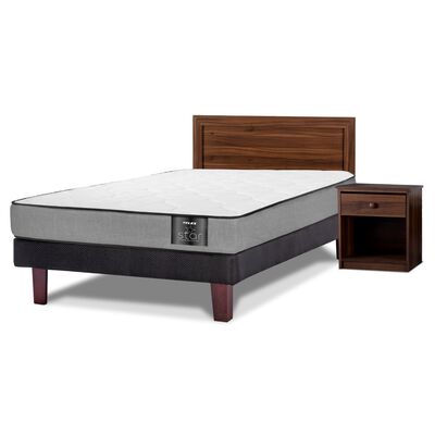 Cama Europea Flex 1,5 Plazas Star + Respaldo + Velador Asturias