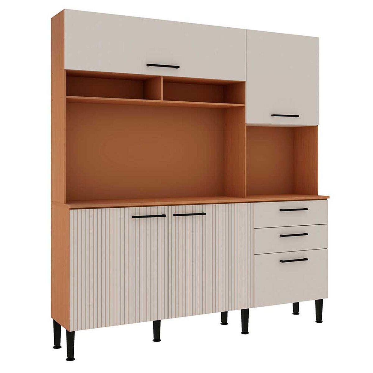 Kit Cocina Vekkahome Fiori 4 Puertas 3 Cajones Beige
