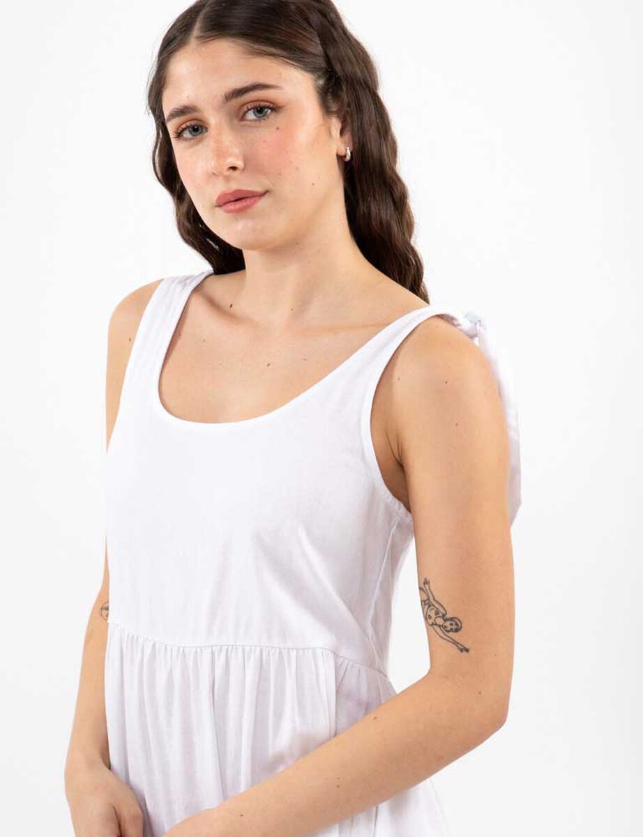 Vestido Corto Lino Sin Mangas Mujer Icono