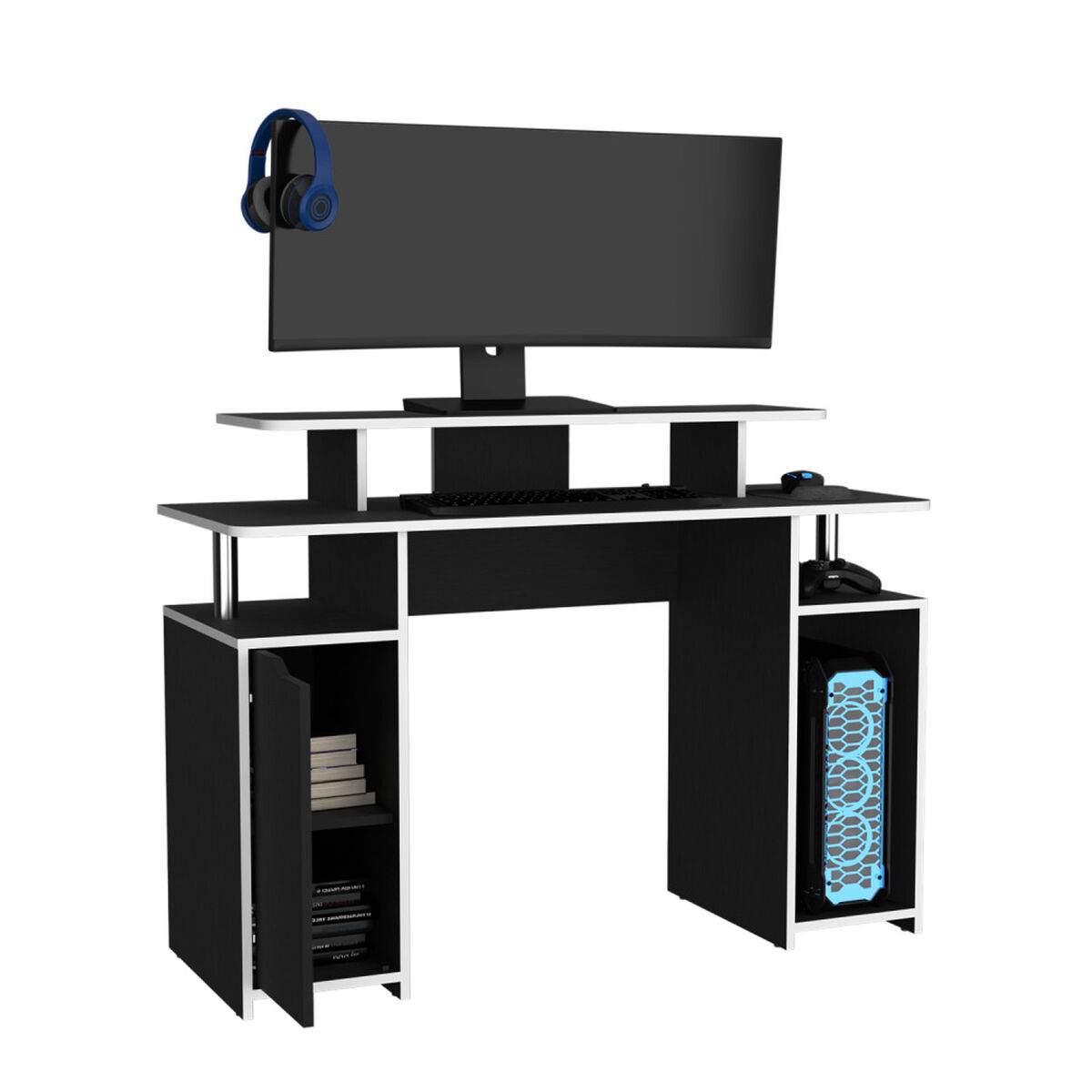 Escritorio Gamer TuHome Keria Wengue Y Blanco