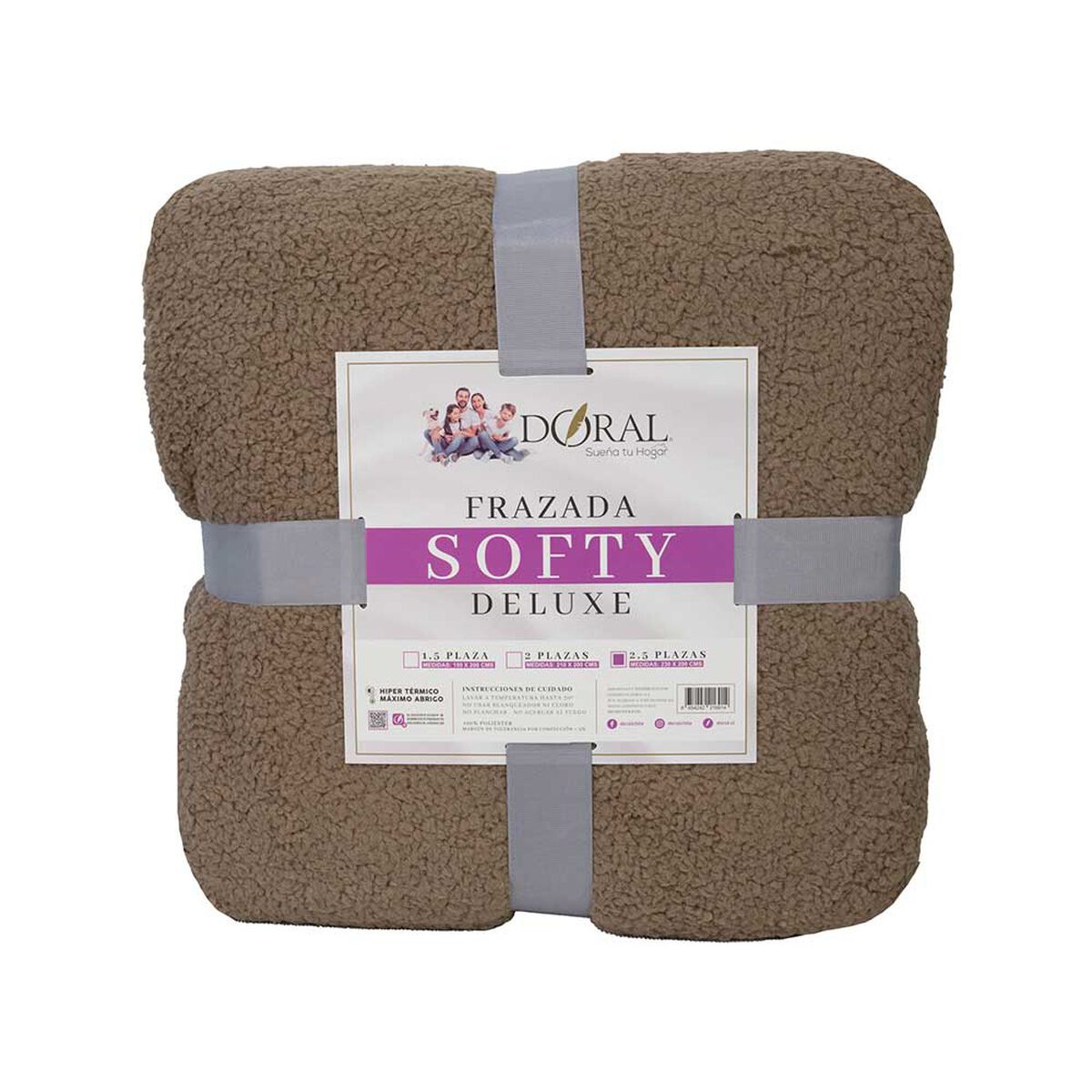 Frazada Poli&eacute;ster Doral King Deluxe Caf&eacute;