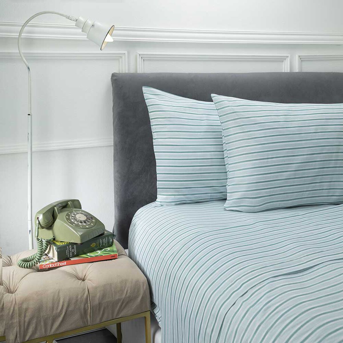 Juego de Sábanas Estampadas Casa Linda 132 Hilos 1 Plaza Stripe