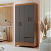 Combo Clóset Casanova Fit 4 Puertas 2 Cajones Café y Gris + Cómoda Casanova Aruba 4 Cajones Café y Gris