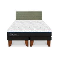 Cama Europea CIC Green Infinity King + 1 Respaldo Villarrica Olivo