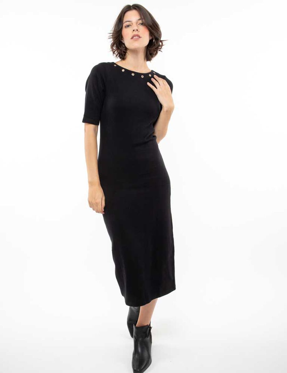 Vestido Midi Manga Corta Mujer Zibel