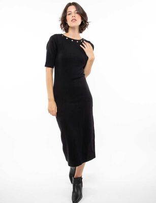 Imagen 2 del producto Vestido Midi Manga Corta Mujer Zibel Negro