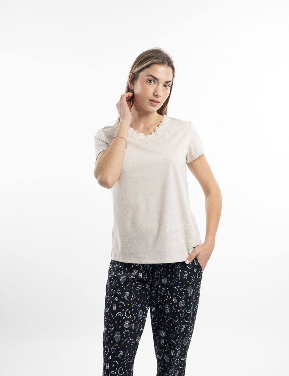 Polera de Pijama Manga Corta Jersey Mujer Portman Club
