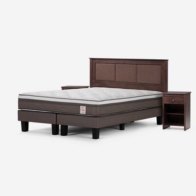 Cama Europea Rosen Base Dividida King New Style 6 + Respaldo + 2 Veladores Rachel