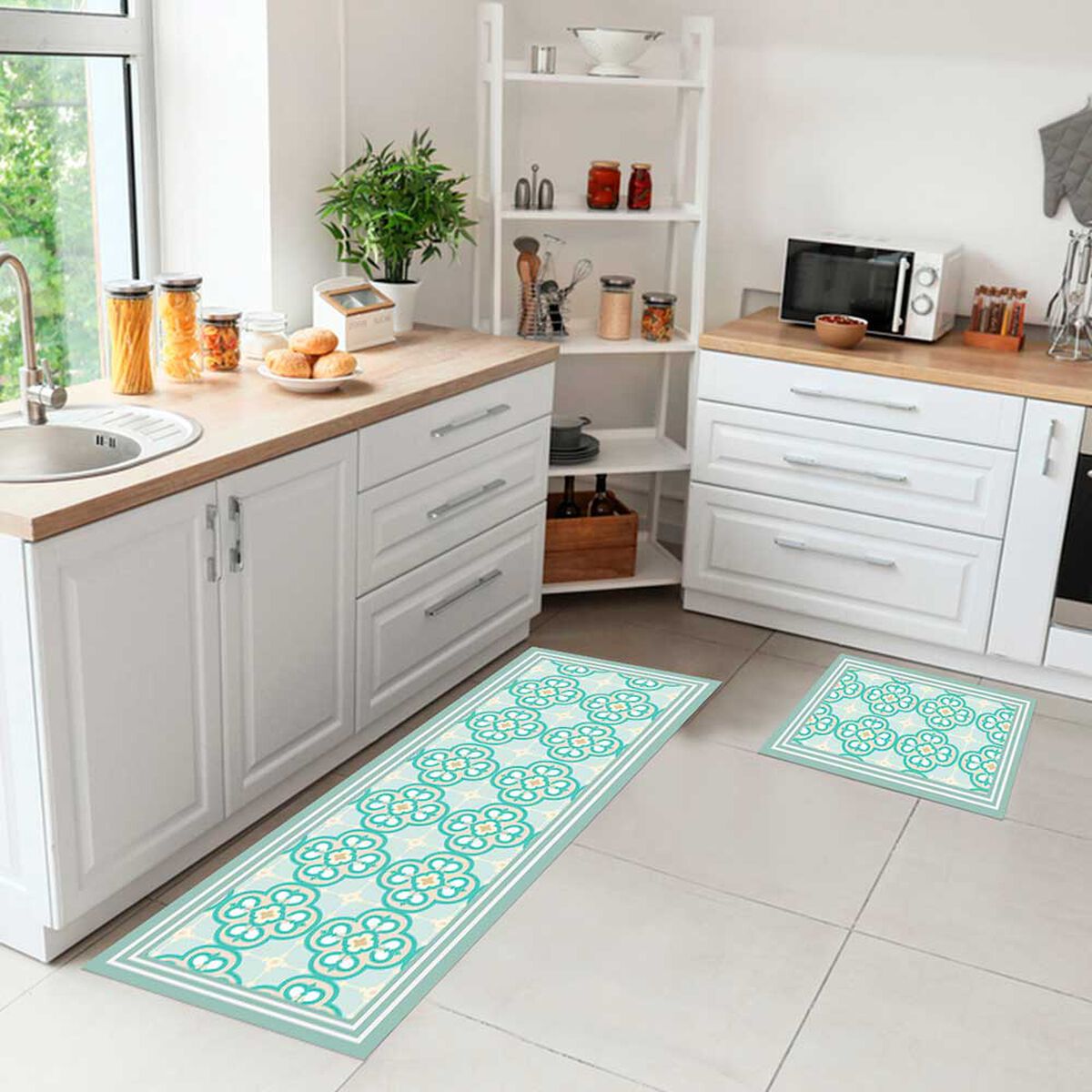 Set 2 Alfombra Davanti Arabe turquesa 45 x120 Arabe turquesa