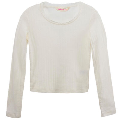 Polera Manga Larga de Algodón Niña Mila Crudo, Lila