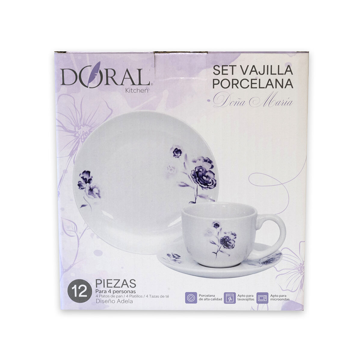 Set Vajilla Doral Adela 12 Piezas Multicolor