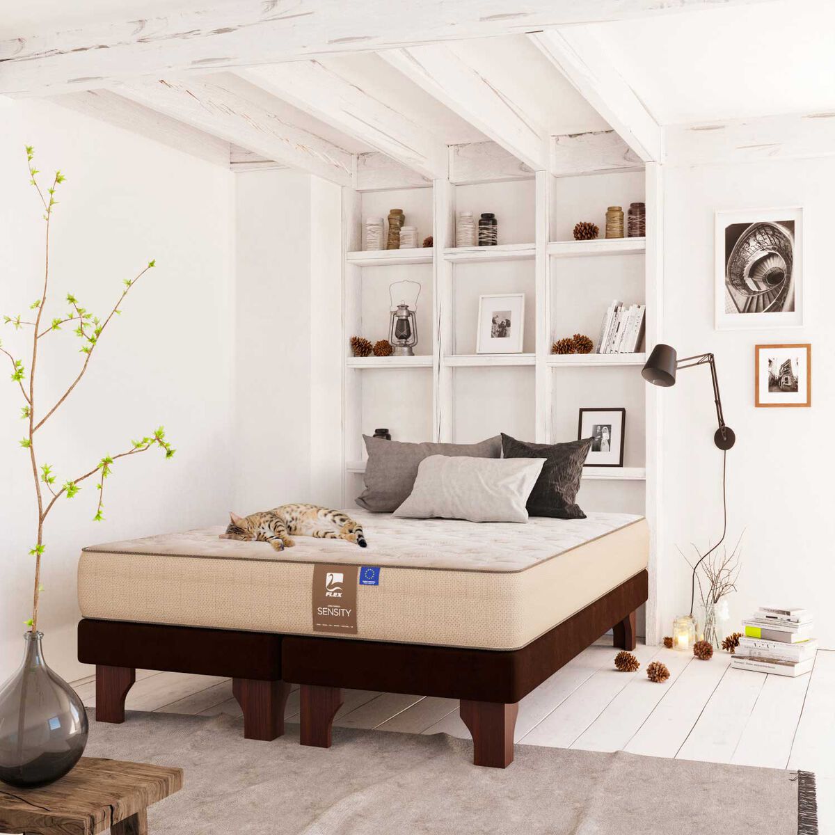Cama Europea Flex Base Dividida 2 Plazas Dual Sensity