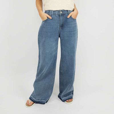 Jeans Mujer Icono Azul-Medio, Gris-Claro