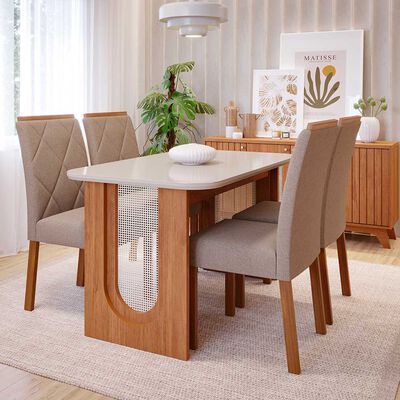 Imagen 2 del producto Juego de Comedor Decocasa Valentina 4 Sillas Off White