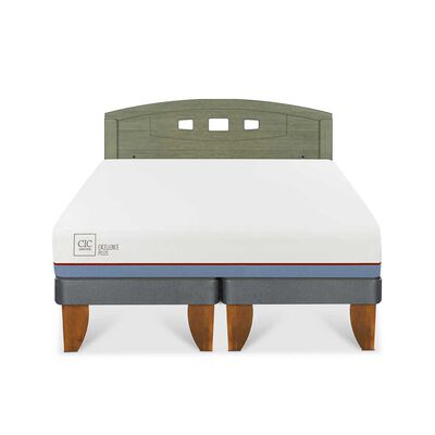 Cama Europea CIC Base Dividida 2 Plazas Excellence Plus + Respaldo Gales Olivo
