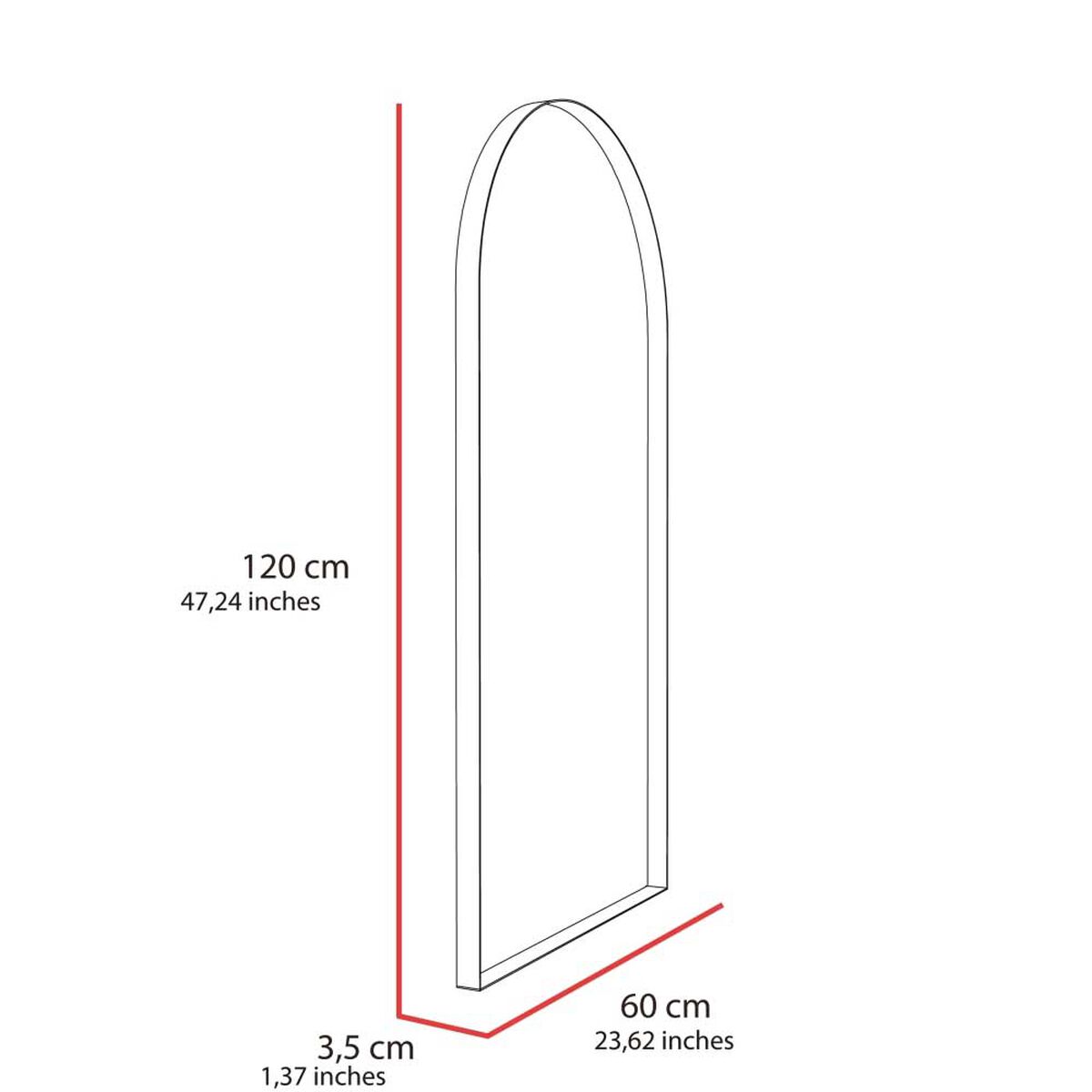 Espejo de Vidrio TuHome Dalton 120 x 60 cm