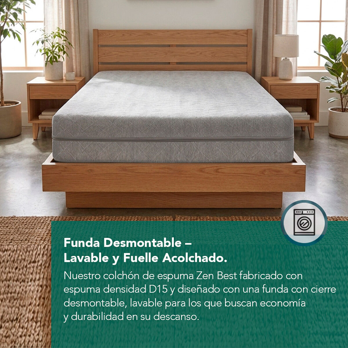 Cama Europea Latam Home 1,5 Plazas Zen Best Palo Rosa + Respaldo